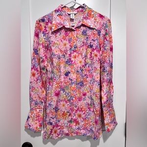 H&M floral long shirt size small